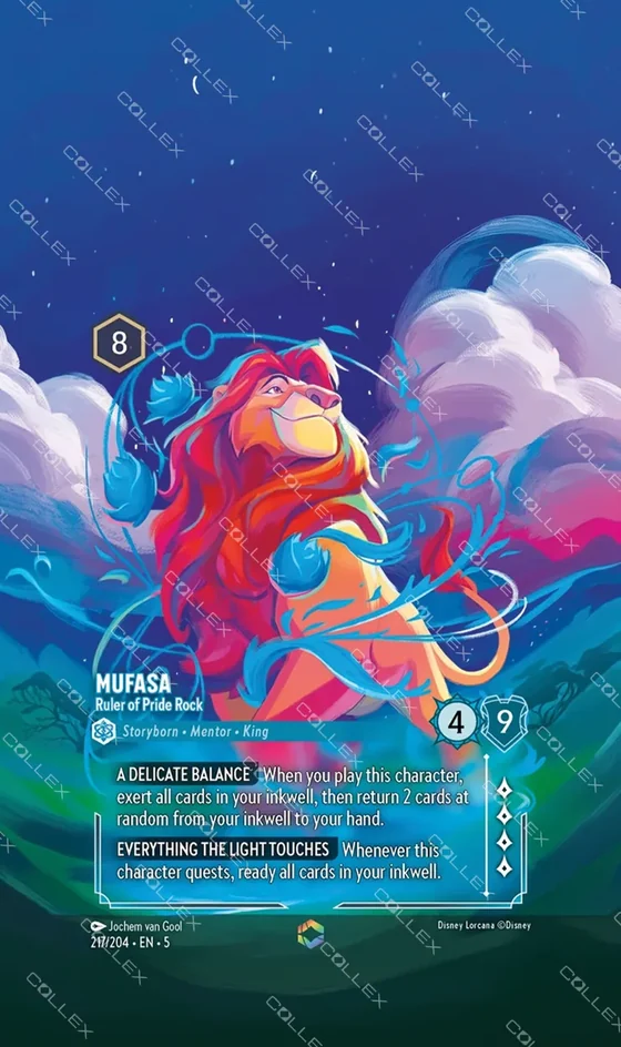 Mufasa on Pride Rock, the enchanted illustration shown in full