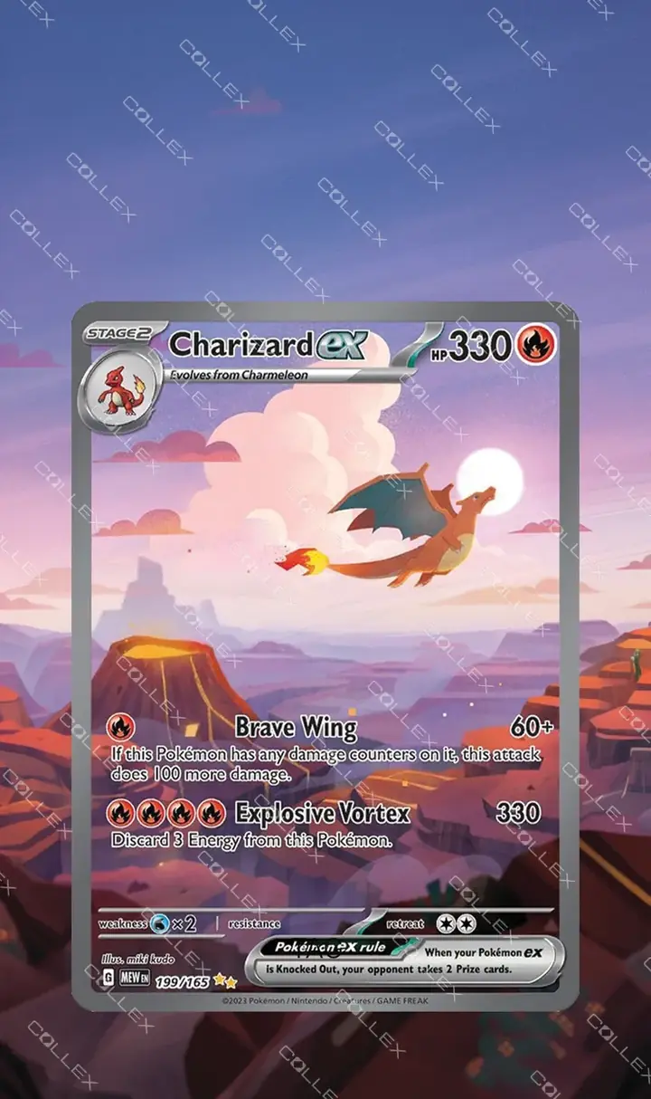 A Charizard ex extend-art card, its crimson cosmic illustration shown in full