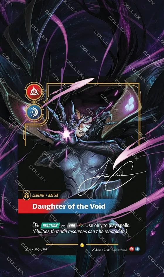 Kai'Sa wreathed in void energy, the art shown in full