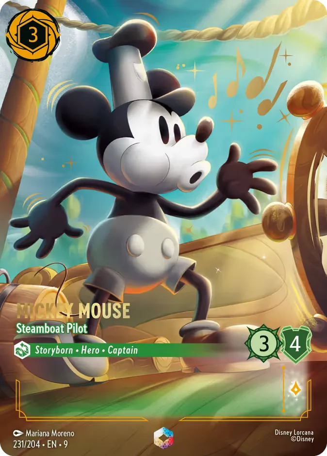 Mickey Mouse, Steamboat Pilot Enchanted, Lorcana Fabled 231/204