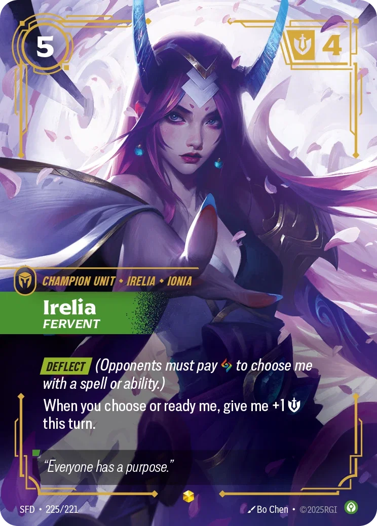Irelia, Fervent overnumbered, Riftbound Spiritforged 225/221